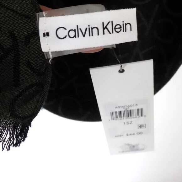 Calvin Klein CK Logo Pashmina Scarf Emerald Green Reversible - Picture 3 of 7